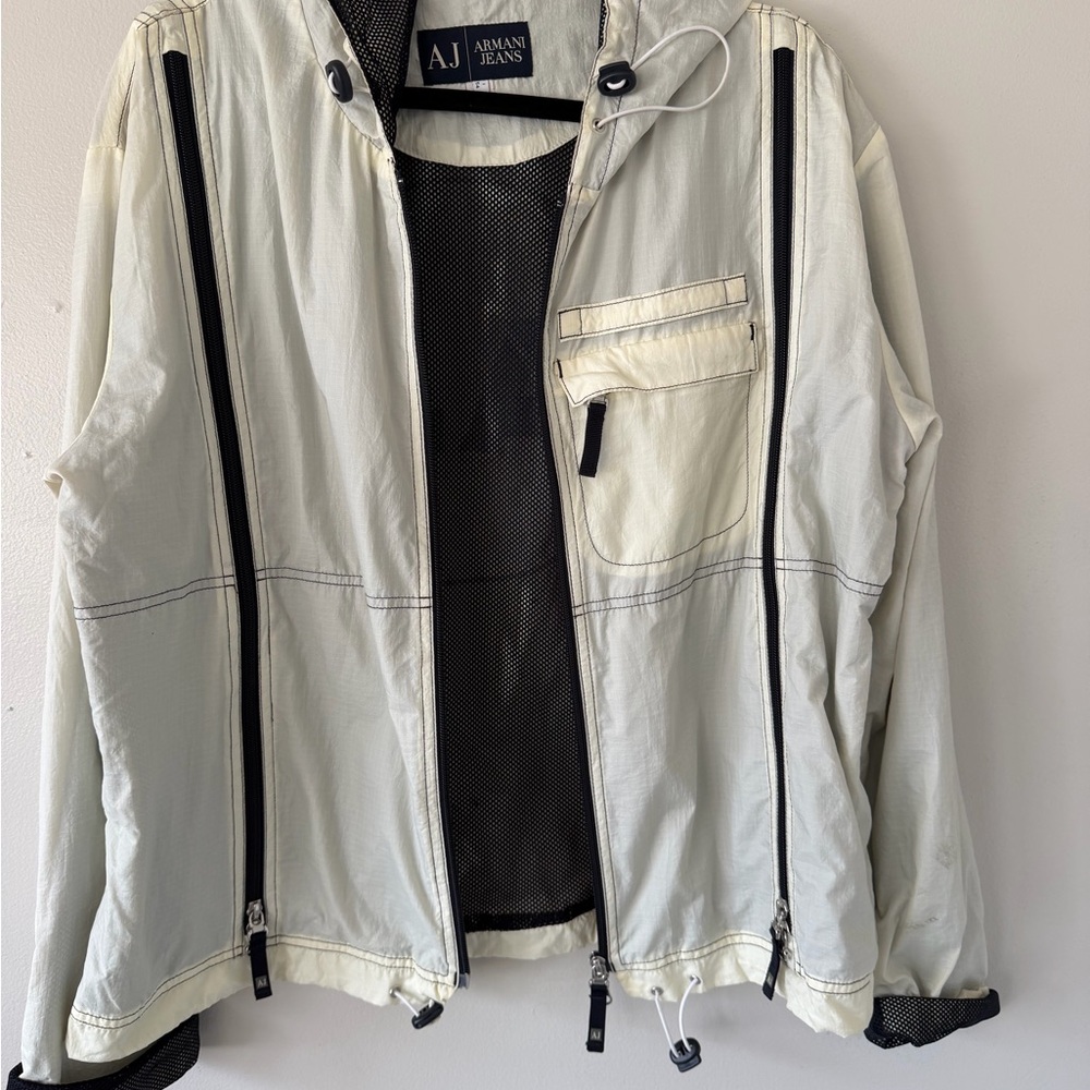 Armani Jeans Men's Light Cream Windbreaker